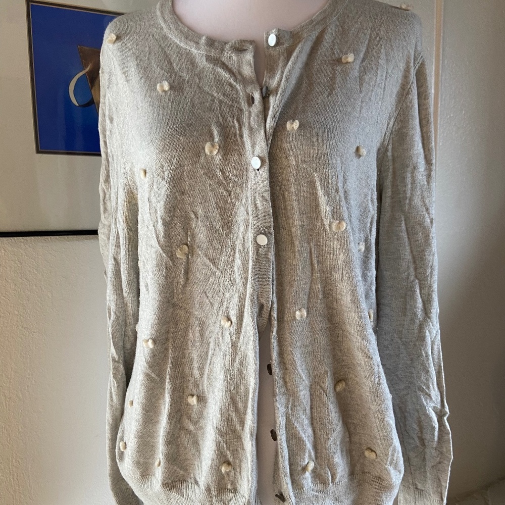 Gray Cardigan with 3D Bow Detail